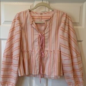 Free People Pink Striped Top